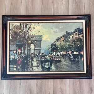 Beautiful Large‎ Embossed Framed Antoine Blanchard French Oil Painting Print